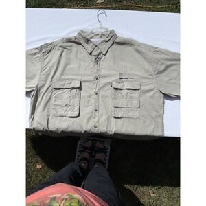 Hook & Tackle Men's Khaki Fishing Shirt Size 2XL